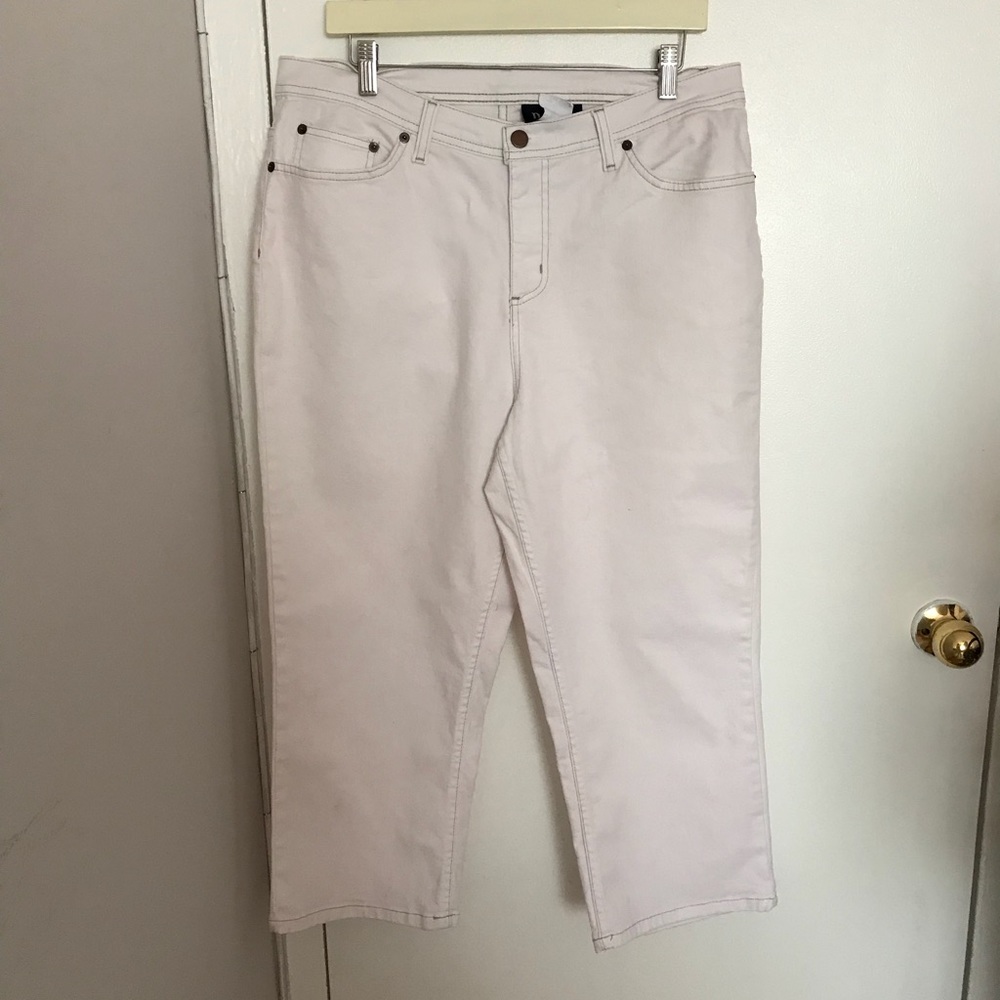 New Denim & Co White Denim Crop Pants Size 16